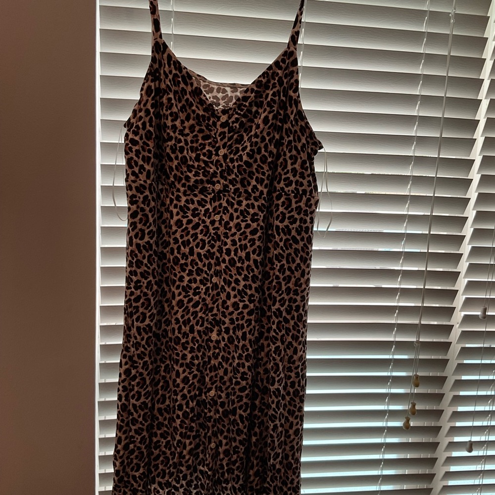 Leopard Print Slip Dress - Brown & Black